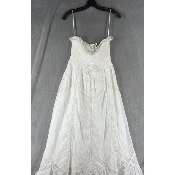 Free People Hi Hello Stocked Lace Trim Midi Dress Size Medium White Strapless - Picture 3 of 12